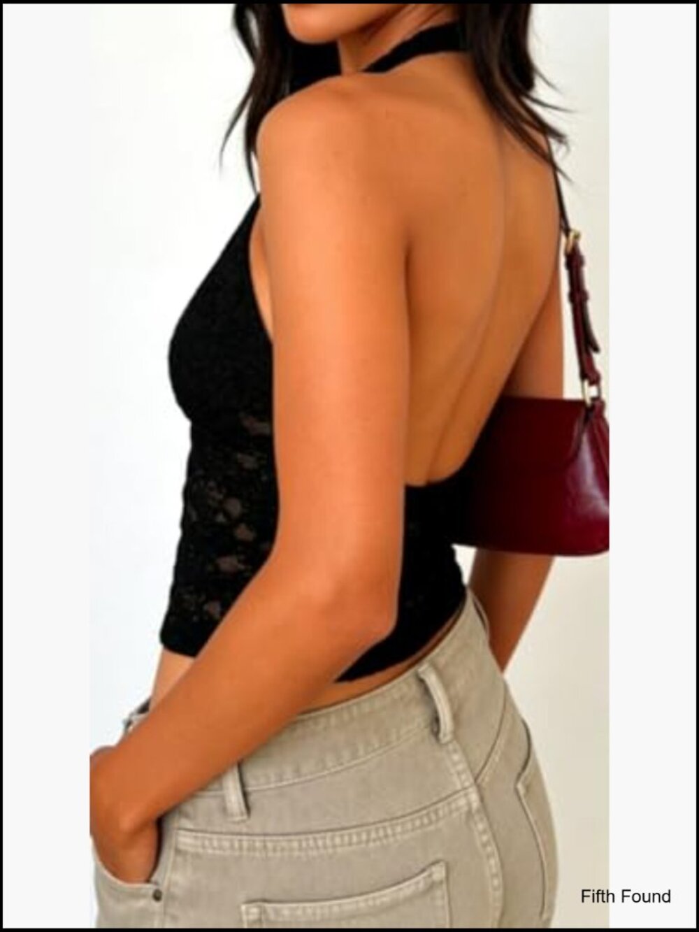 Lace Halter Crop Top Sleeveless Backless Y2K Going Out Tank - Picture 6 of 7